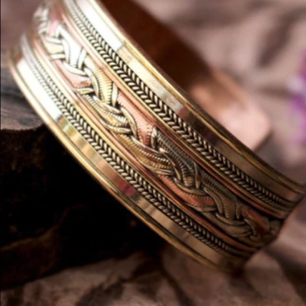Nepalese Cuff Bracelet | Hand-wrought Mixed Metal Braided Designed